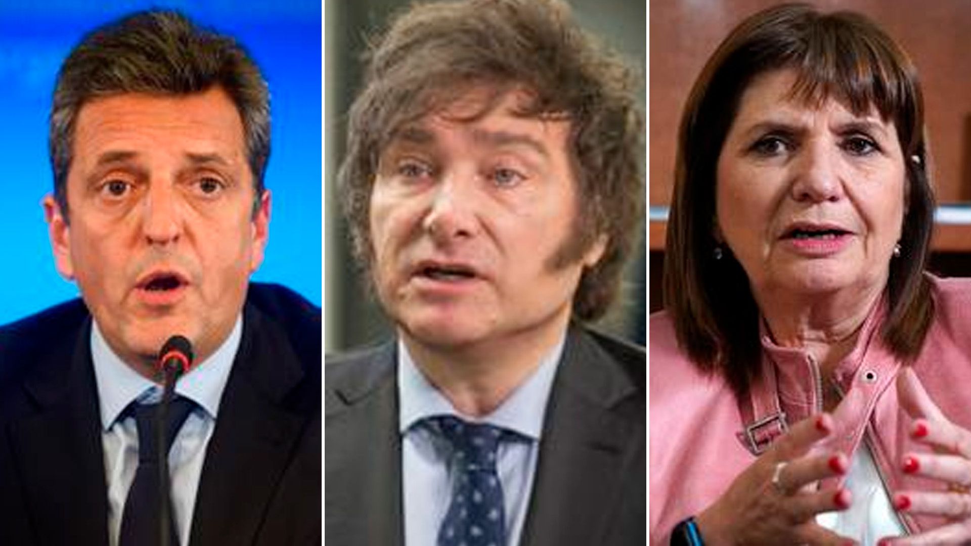 Massa, Milei, Bullrich